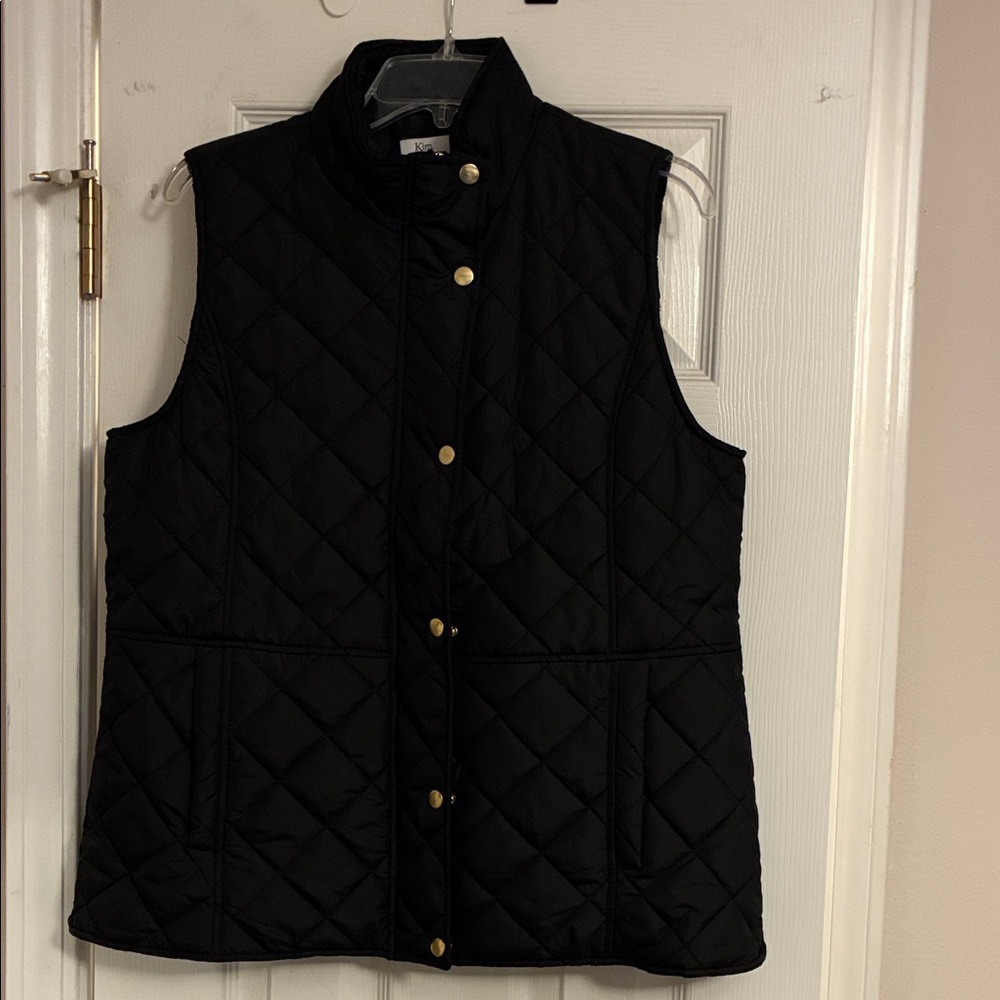Kim Rogers Black Quilted Vest with Gold Accents